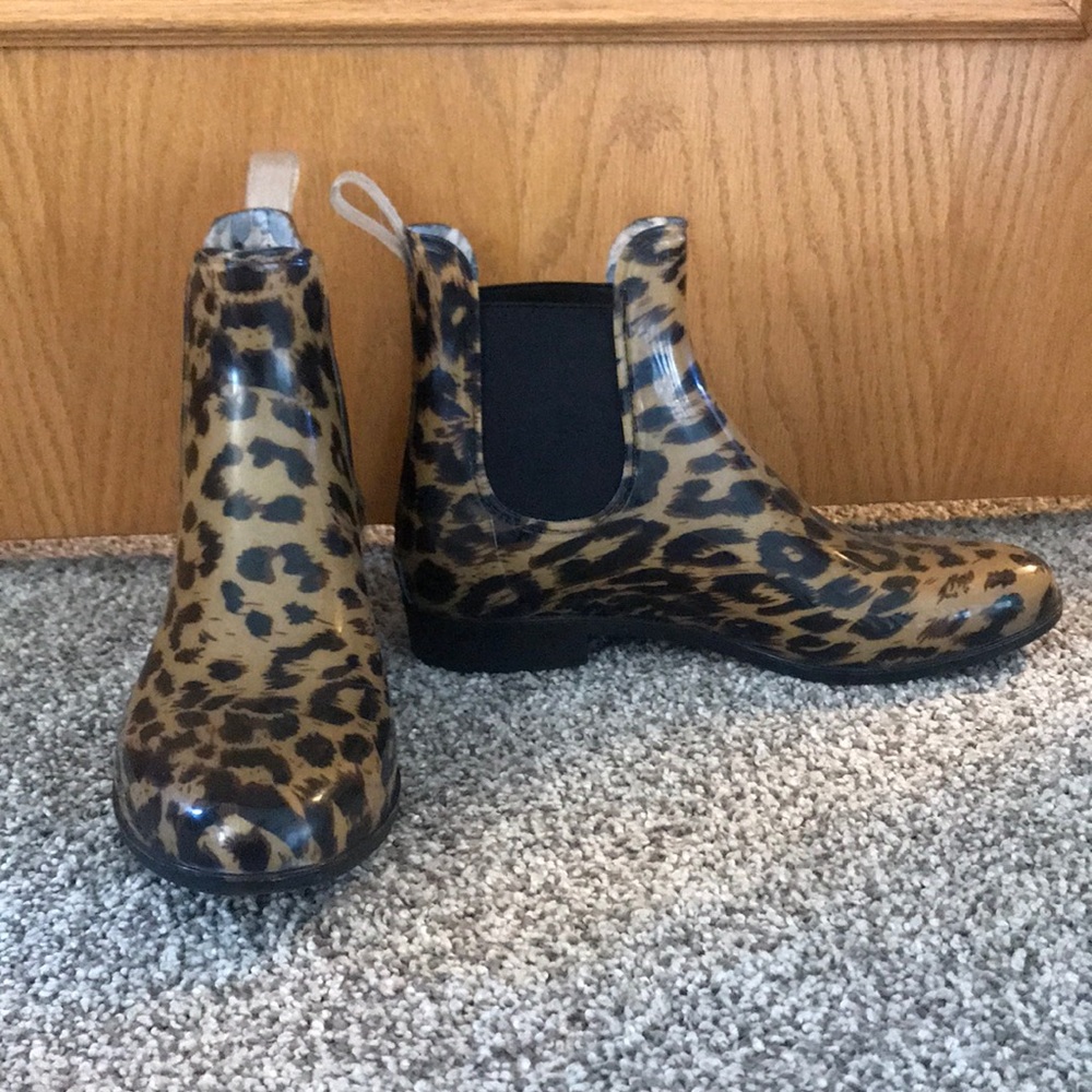 Leopard Print Rubber Boots, Chelsea Boots